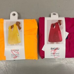 2x BAGGU Bright Yellow and Pink Reusable Bags Standard Size